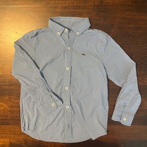 Vineyard Vines navy/blue gingham check button down, size 5.